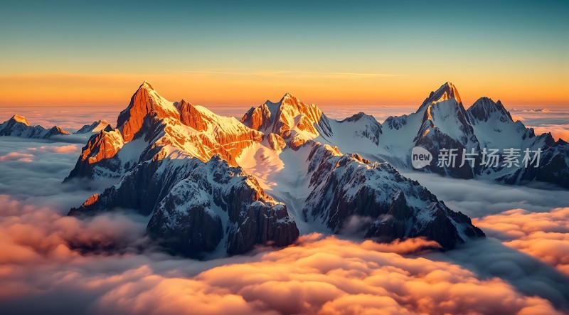 日出云海映雪山