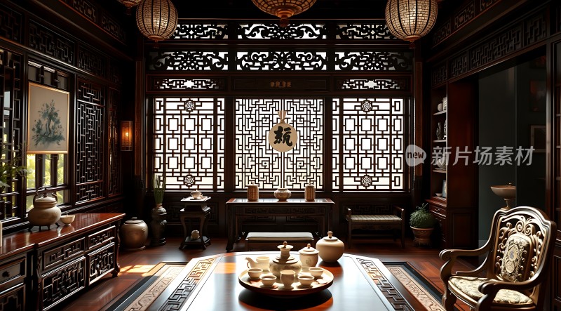 古风雅室茶香四溢