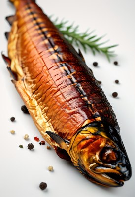 纯白背景鲑鱼干