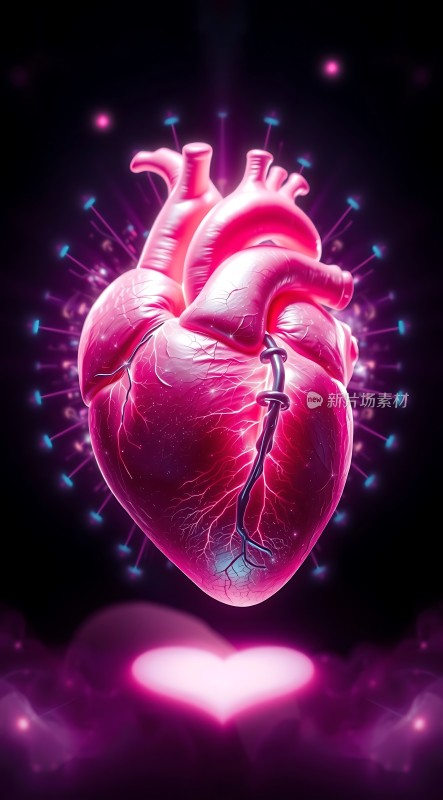 紫色心脏与光芒