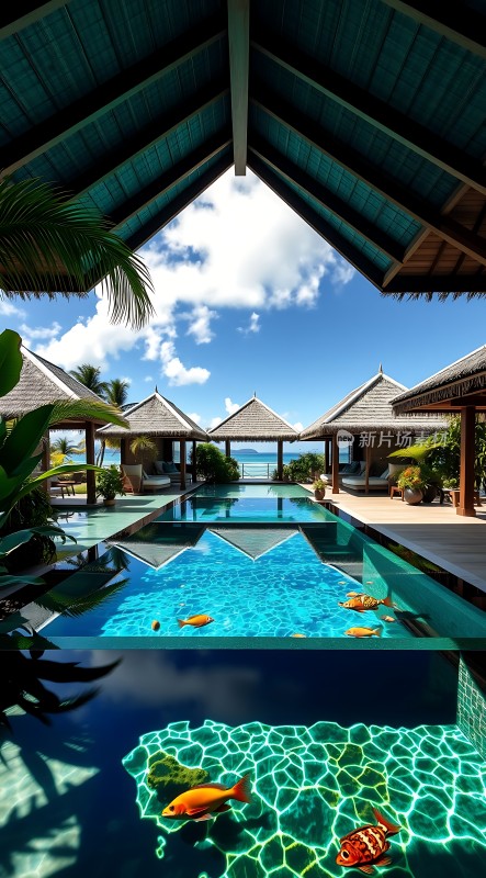 碧波泳池热带度假胜地