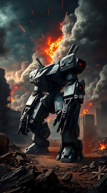 机械巨兽战火中屹立不倒