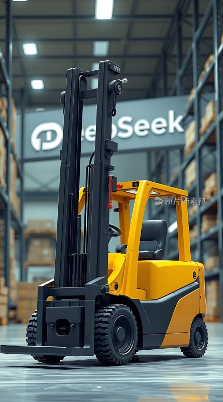 仓库里的黄色叉车