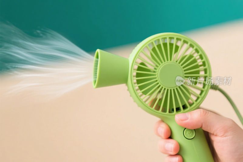 绿色手持迷你风扇喷雾