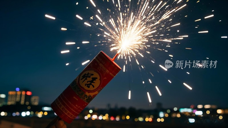 新年过年放鞭炮放炮竹特写爆炸镜头