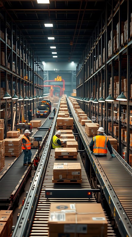 仓储物流传送带上的忙碌与高效