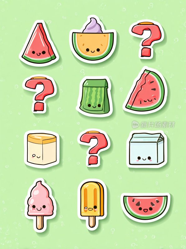 可爱夏日食物卡通贴纸