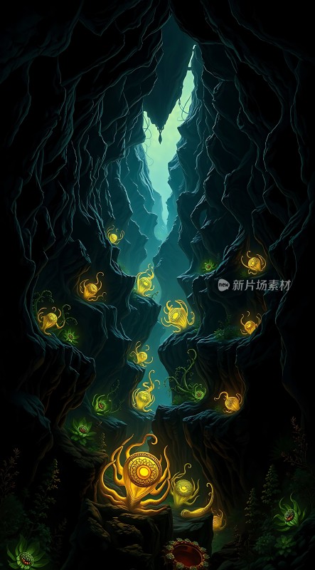 黑暗洞穴中的神秘光芒