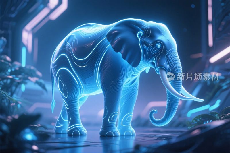 霓虹科技风大象插画