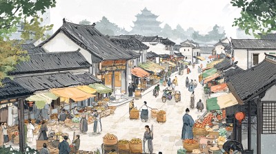 古代集市古代街景