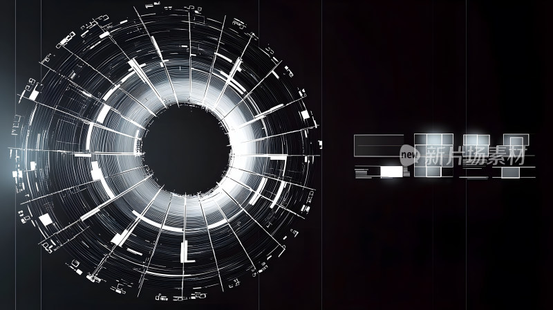 具有圆形图案和线条抽象数字艺术