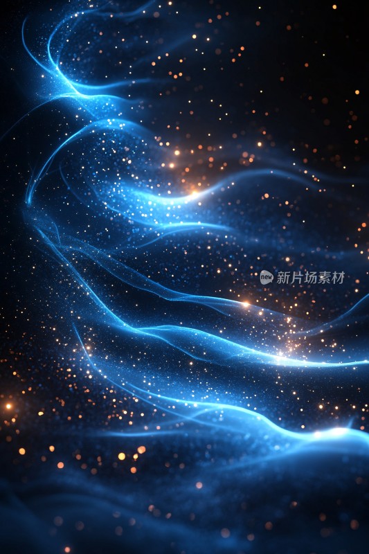 梦幻蓝色光带星空背景图