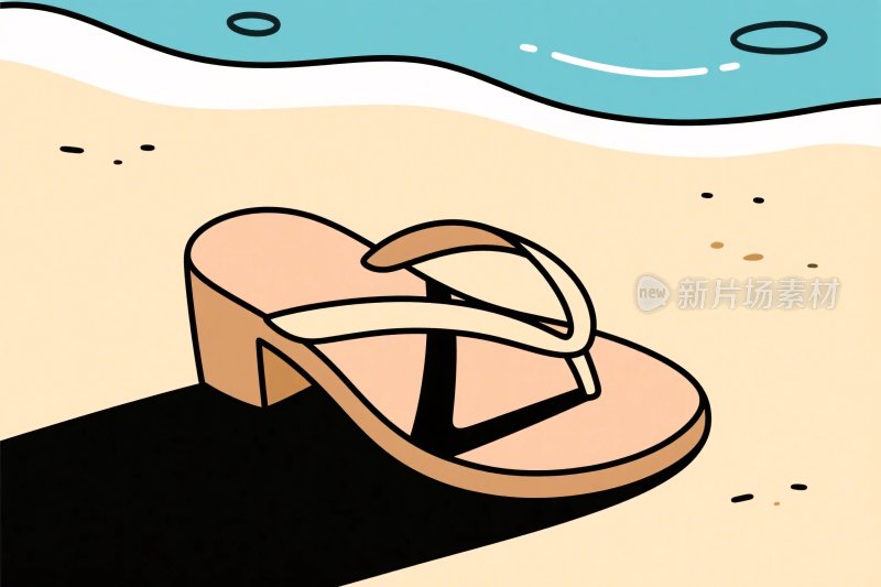 沙滩插画拖鞋