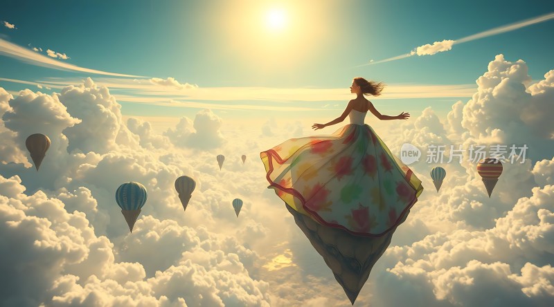 云上舞者热气球天空漫步