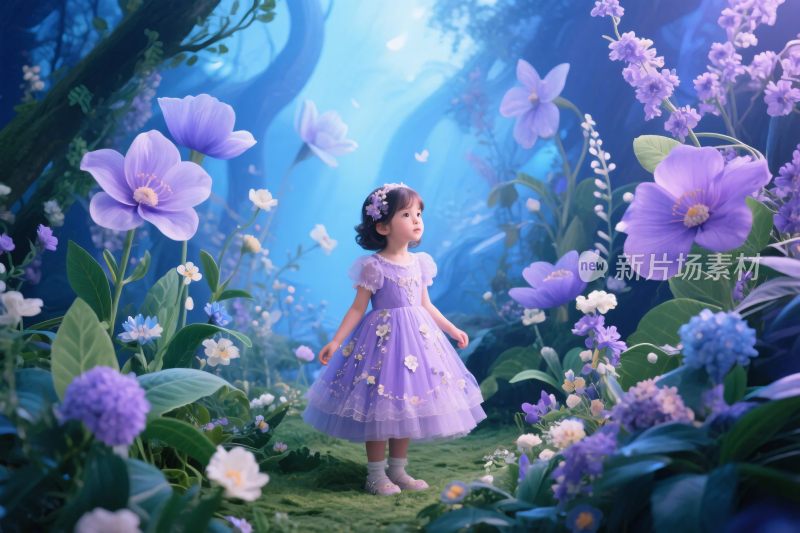 梦幻紫色花海女孩