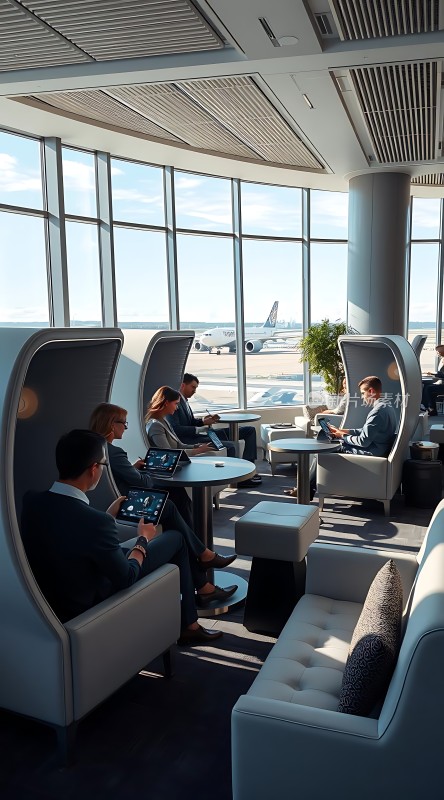 商务舱休息室里的工作时光