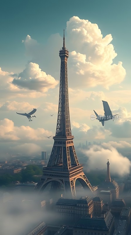 巴黎铁塔翱翔天际