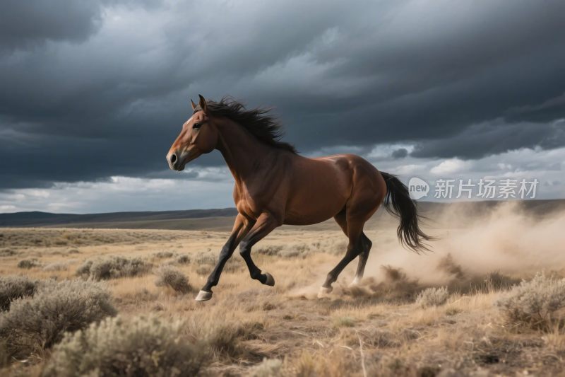 奔跑的骏马草原风光