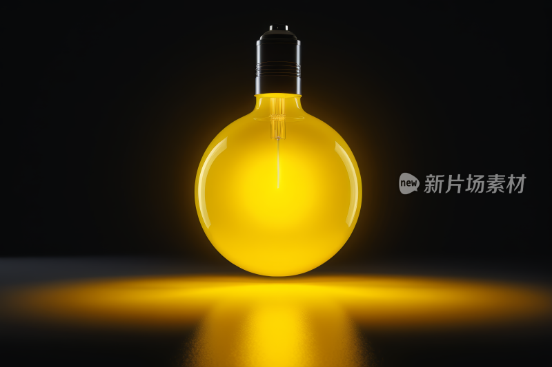 黄色灯泡黑色背景高清图片