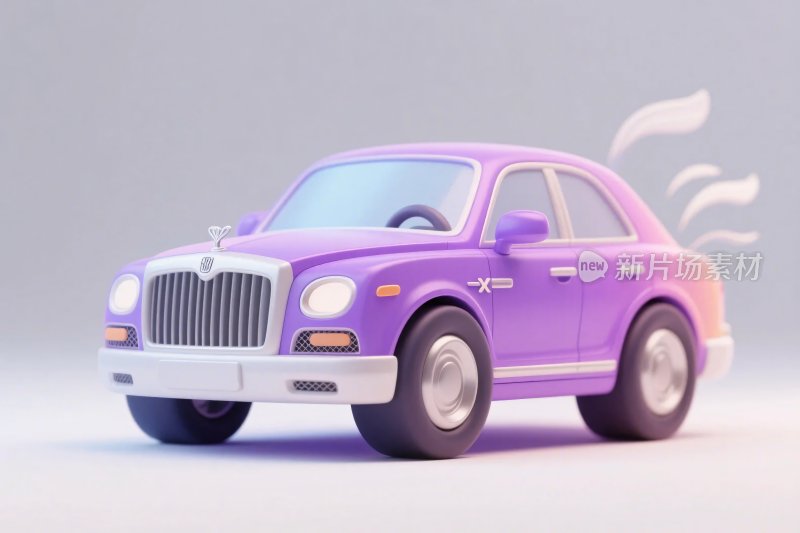 紫色卡通汽车插画