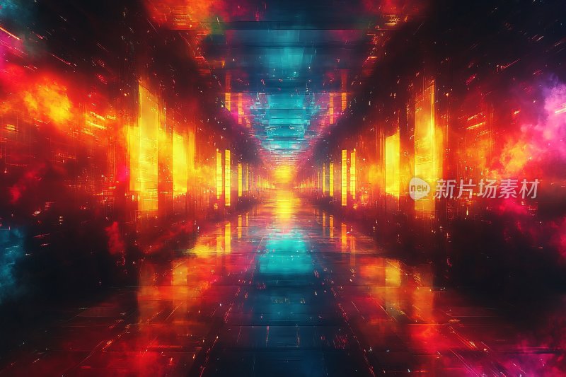 绚丽多彩的科幻光影通道