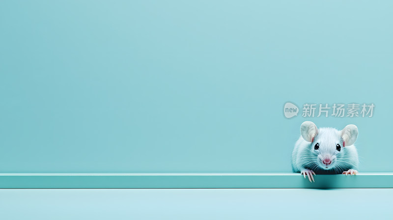 薄荷背景上可爱蓝老鼠
