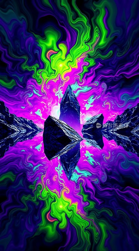 神秘晶体与霓虹漩涡