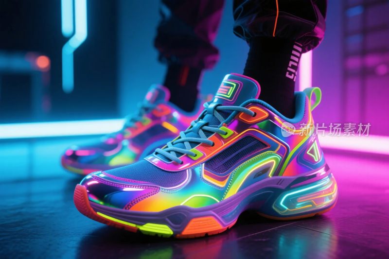 炫彩霓虹运动鞋插画