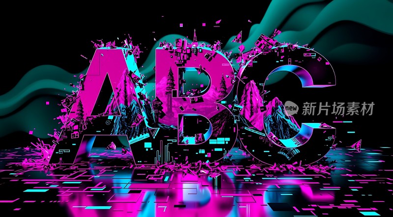 新片场素材炫彩字母ABC