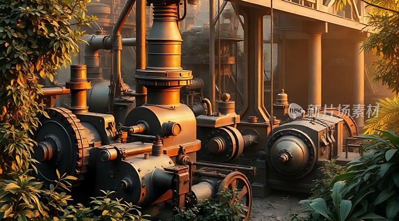 蒸汽机车间工业与自然的和谐之美