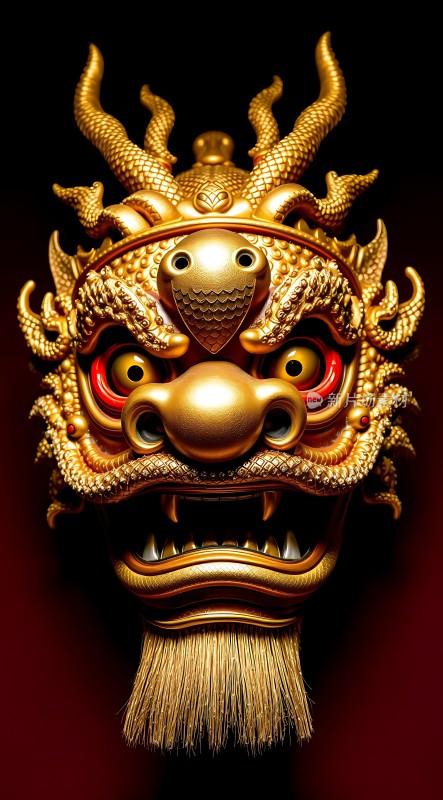 金光闪闪的龙面具威武霸气