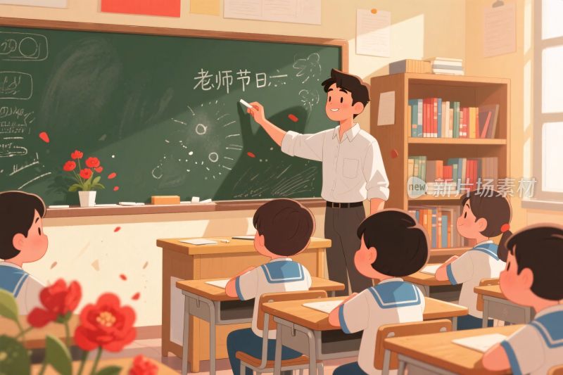 教师节课堂插画