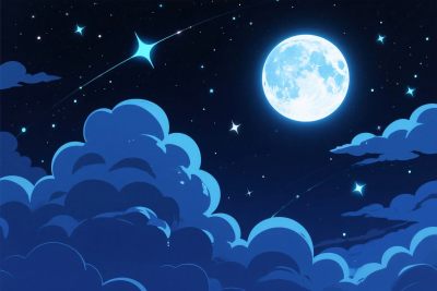 梦幻夜空月亮星空插画 梦幻夜空月亮星空插画