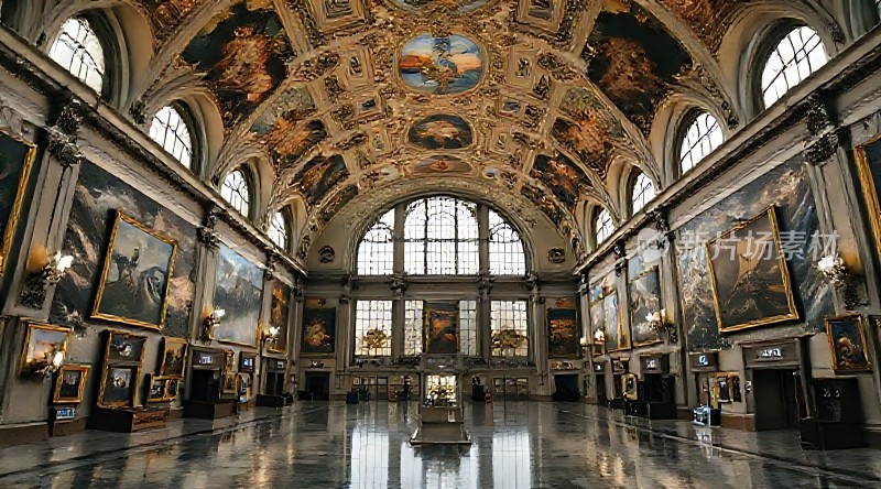 艺术殿堂壁画与画作共舞