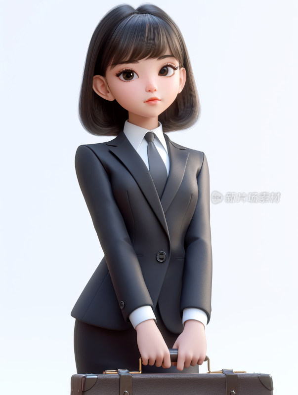 商务职场女性3D卡通人物插画