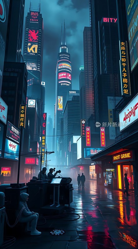 霓虹灯下的未来都市