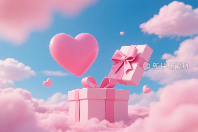梦幻粉色礼物爱心场景