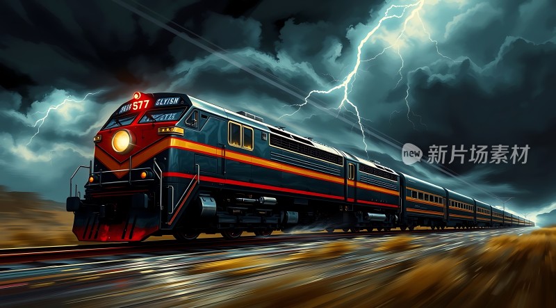 疾驰列车闪电风暴