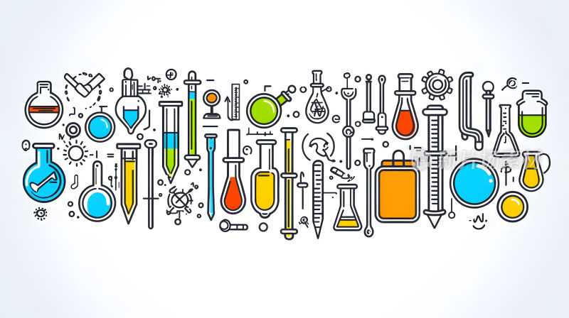 丰富多彩实验室设备和实验室图标插图