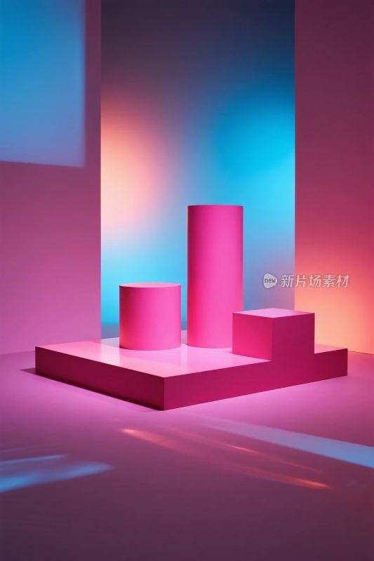 彩色几何立体展示台