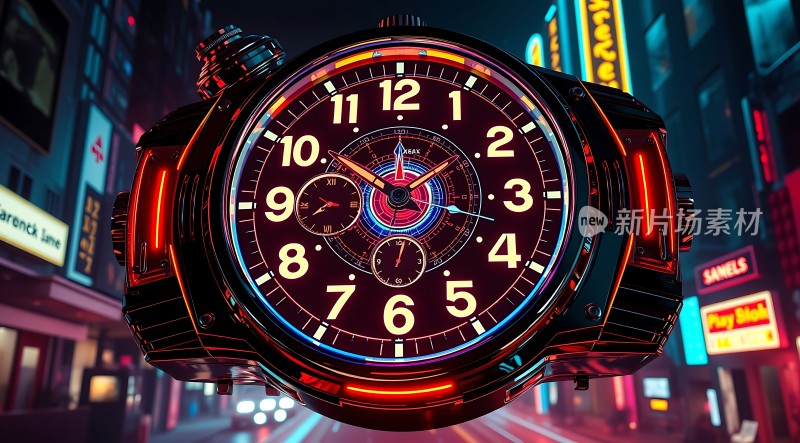 未来都市中的炫目腕表