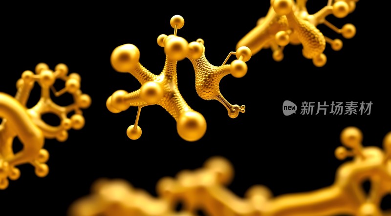 新片场素材金色的分子结构艺术图