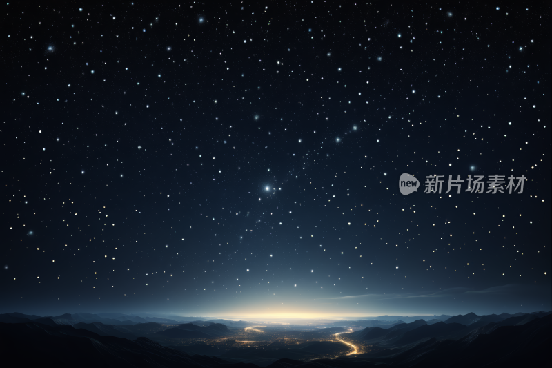 星空夜空前景是一条路高清背景图片