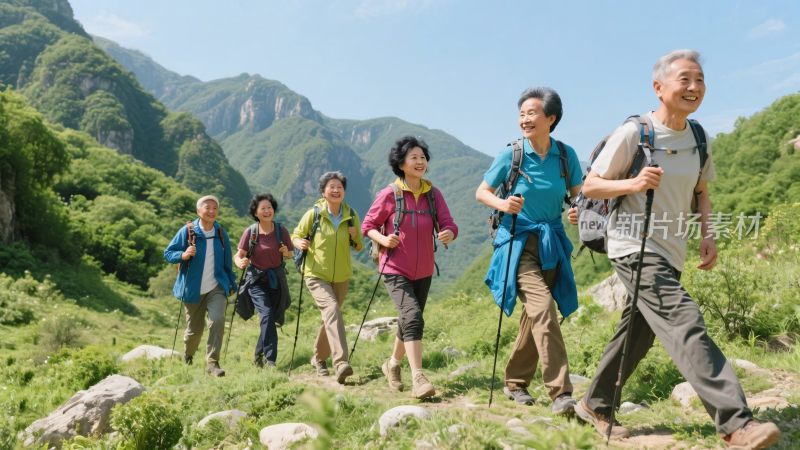 户外山林徒步群体