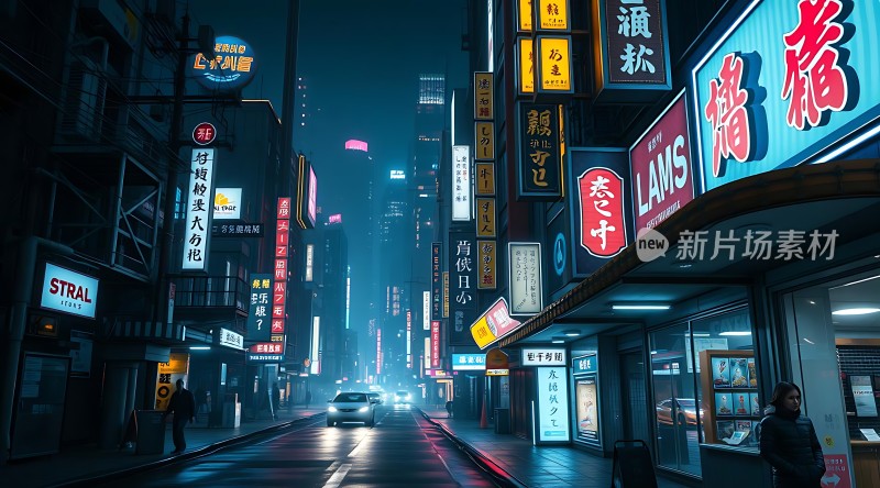 霓虹闪烁的未来都市之夜