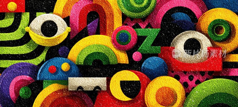 多彩几何图案插画