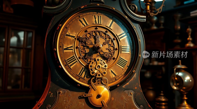 古铜色时钟静待时光流转