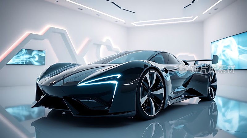 未来科技座驾黑色流线型跑车