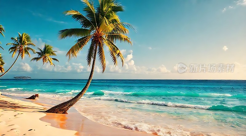 椰林轻摇碧波轻拍沙滩