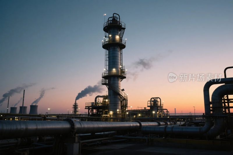工业设施黄昏景观